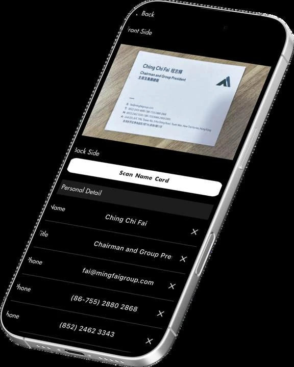 WHOSiFY AI card-scanning interface