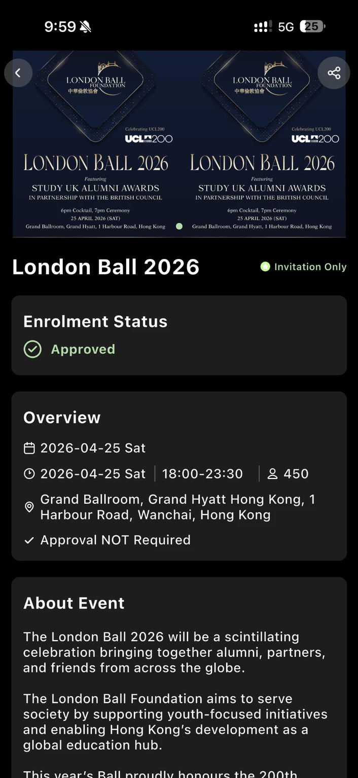 London Ball 2026 event information in WHOSiFY