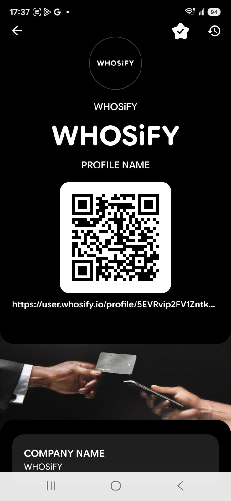 WHOSiFY card in Google Wallet with its original QR code